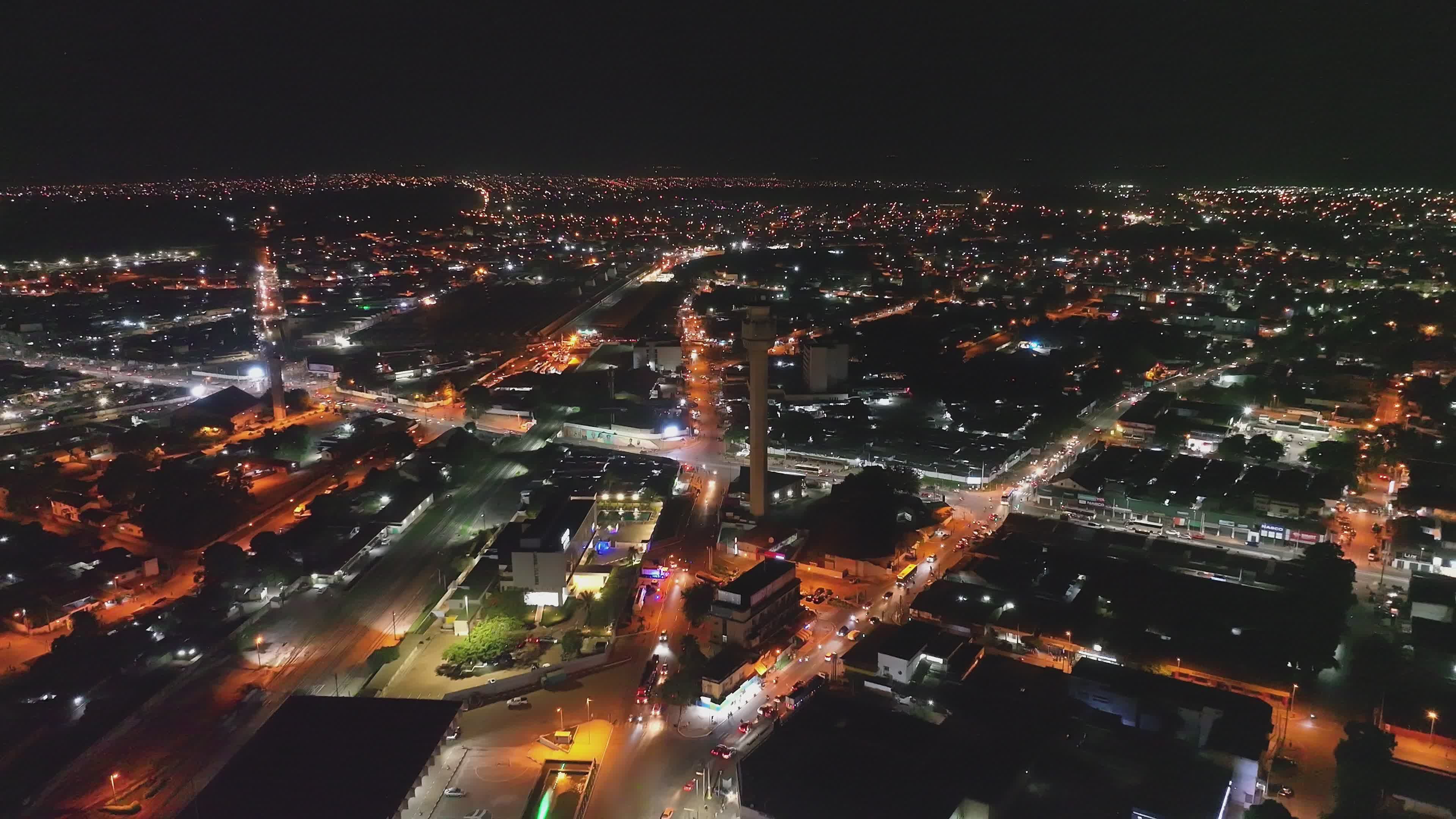 Aerial Night View of Illuminated Cityscape Free Stock Video Footage ...