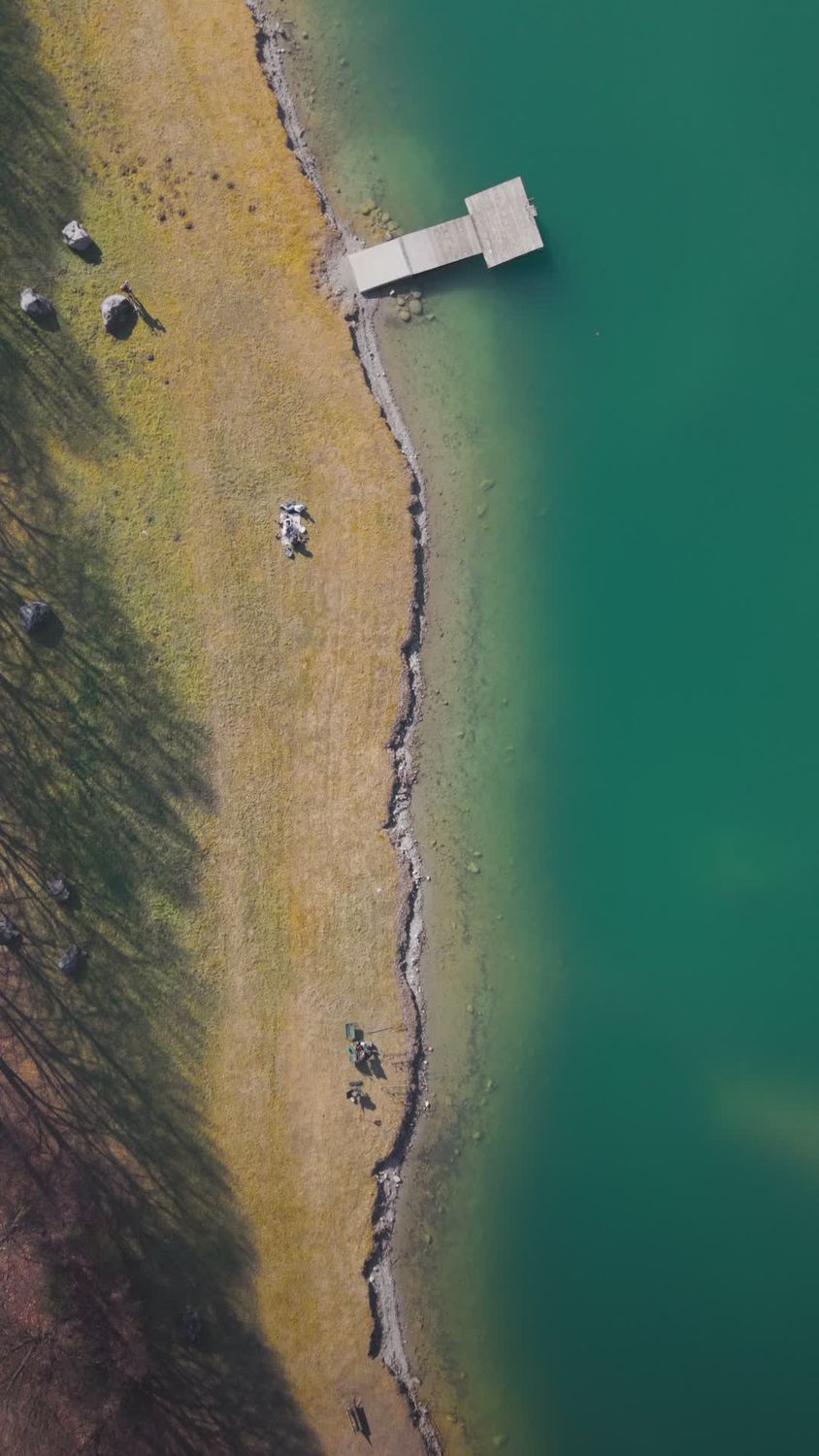 Aerial View of Peaceful Lake Dock Retreat Free Stock Video Footage ...