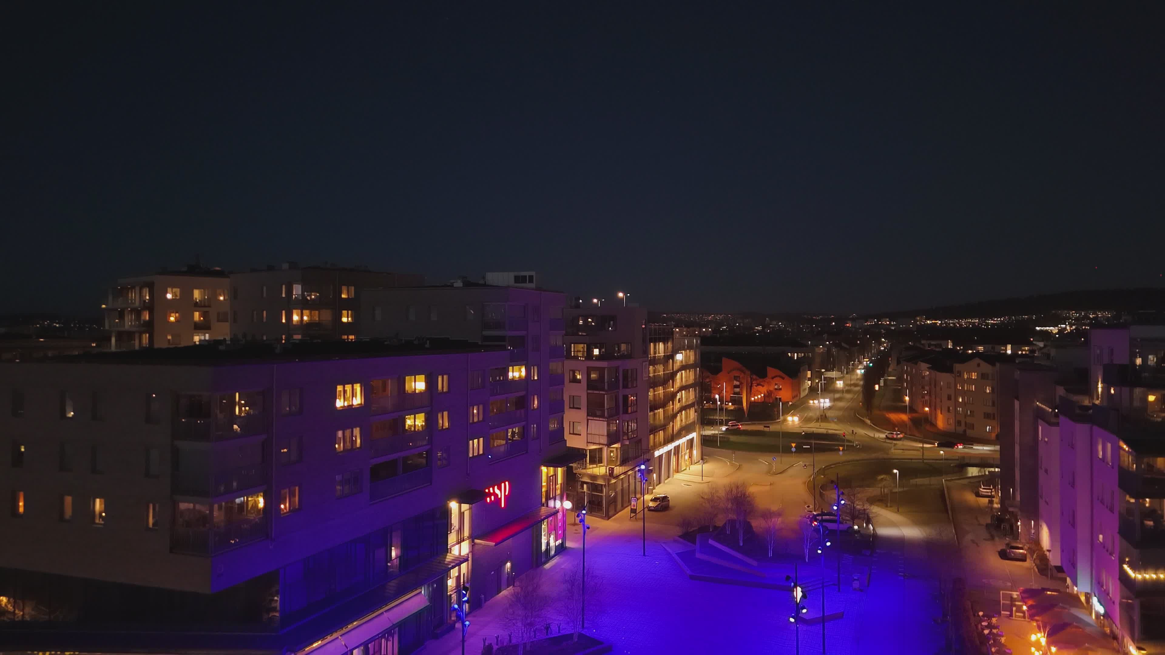 Nighttime Aerial View of Modern Cityscape Free Stock Video Footage ...