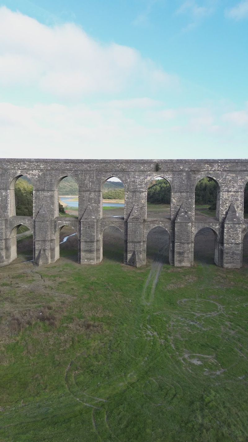 Drone View of Ancient Roman Aqueduct at Sunset Free Stock Video Footage ...