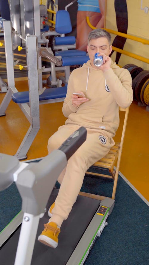 Man Doing Treadmill Exercise While Sitting On A Chair