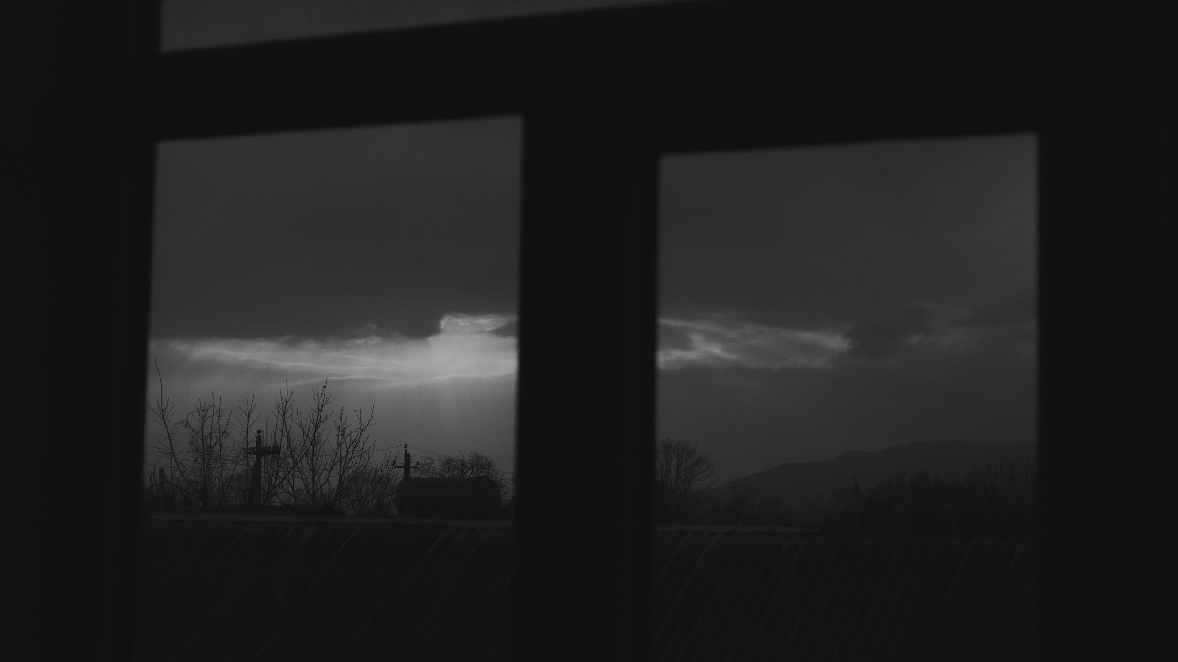Moody Window View of Overcast Sky at Twilight Free Stock Video Footage ...