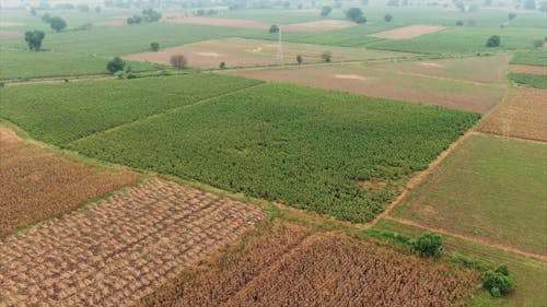 Drone Footage Of A Land Use In Farming Agricultural Crops