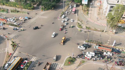 High Angle Footage Of The City Traffic