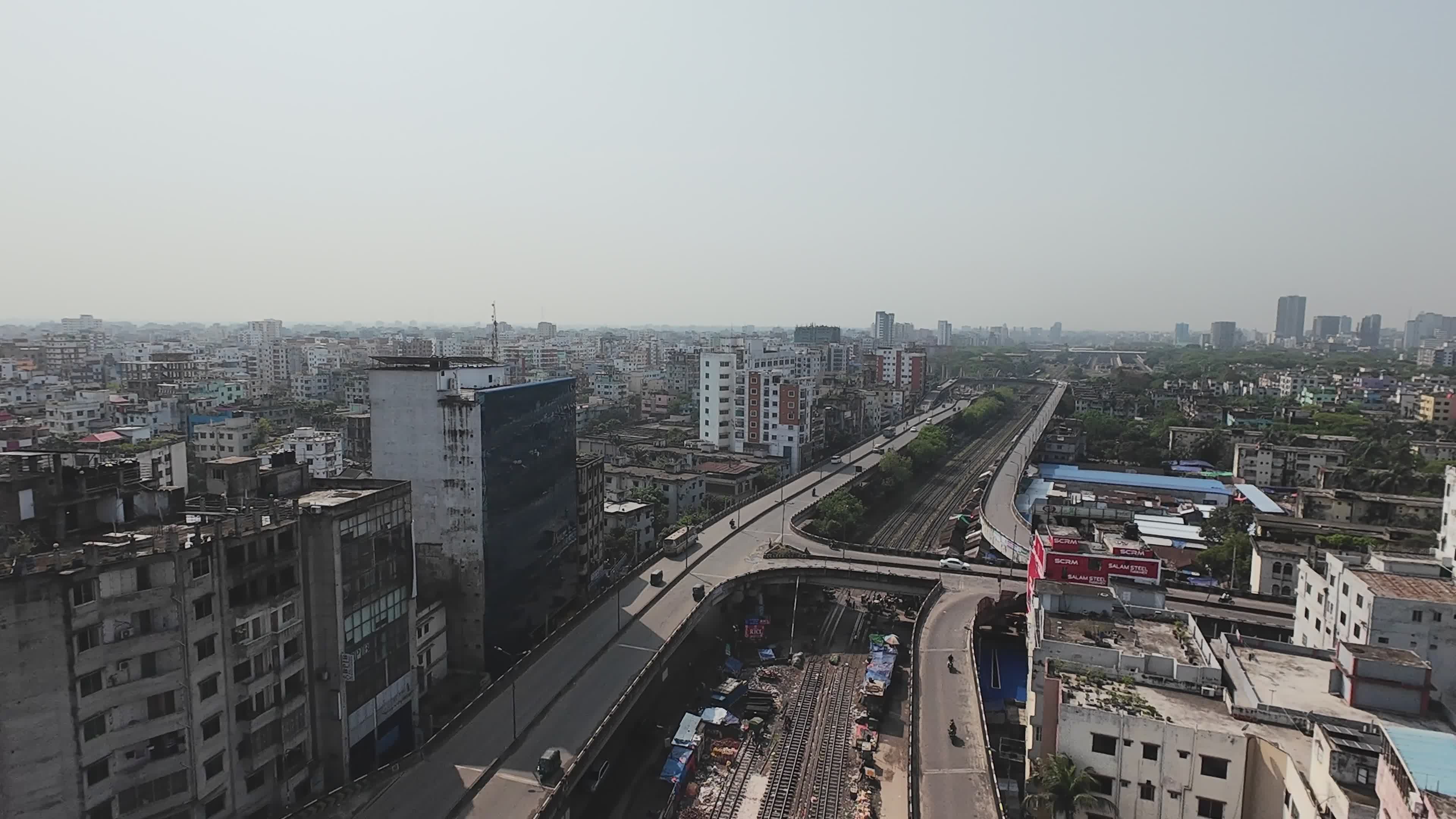 Aerial View of Dhaka City Roads and Skyline Free Stock Video Footage ...