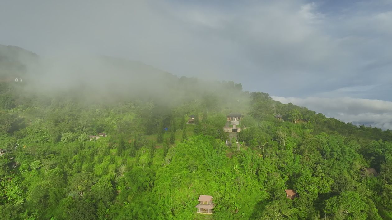 Misty Mountainous Forest Landscape Aerial View Free Stock Video Footage ...