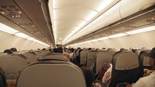 The Cabin Of An Airplane Where Passengers Seats Are Located