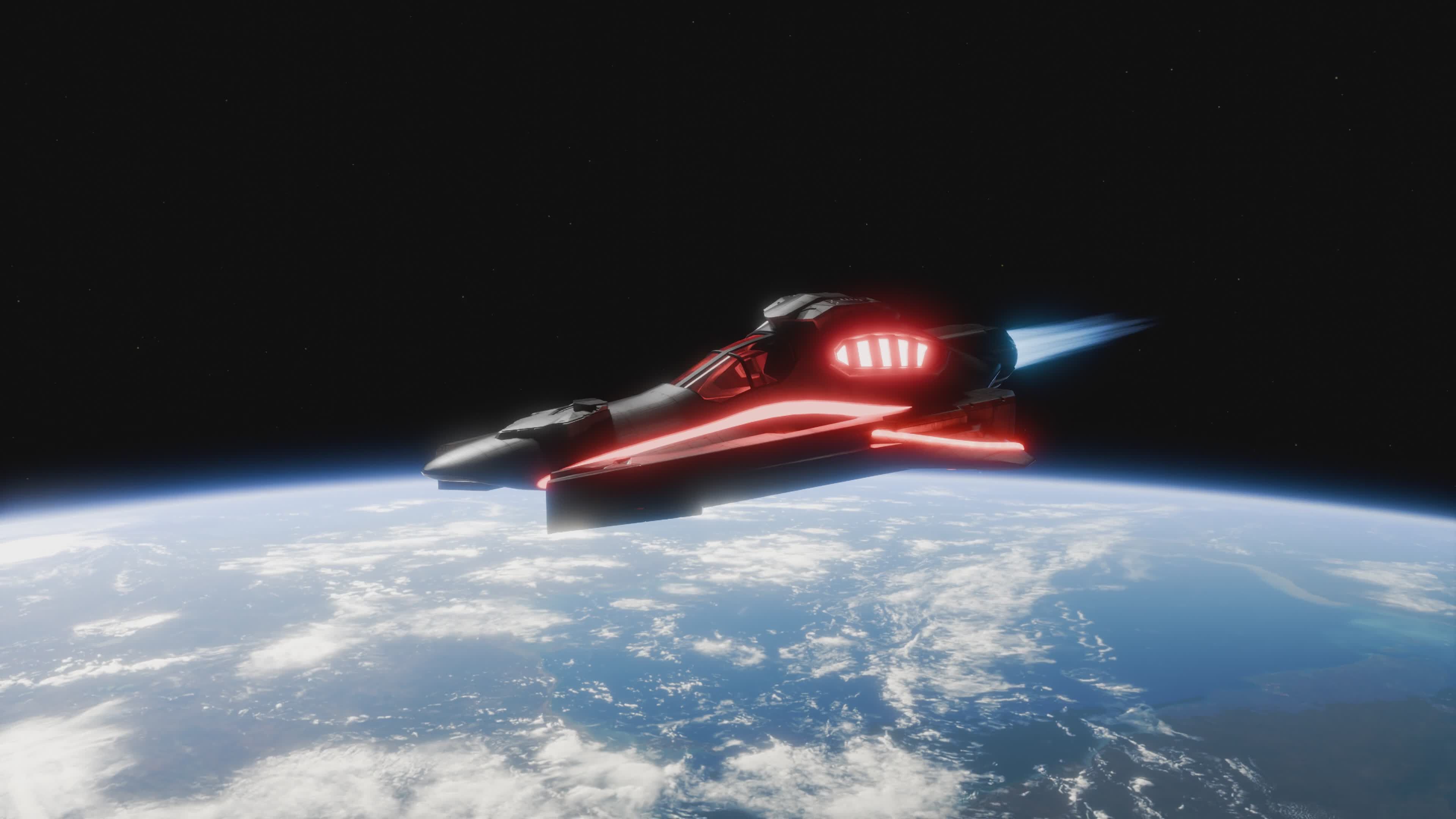Futuristic Spaceship Orbiting Earth in Space Free Stock Video Footage ...