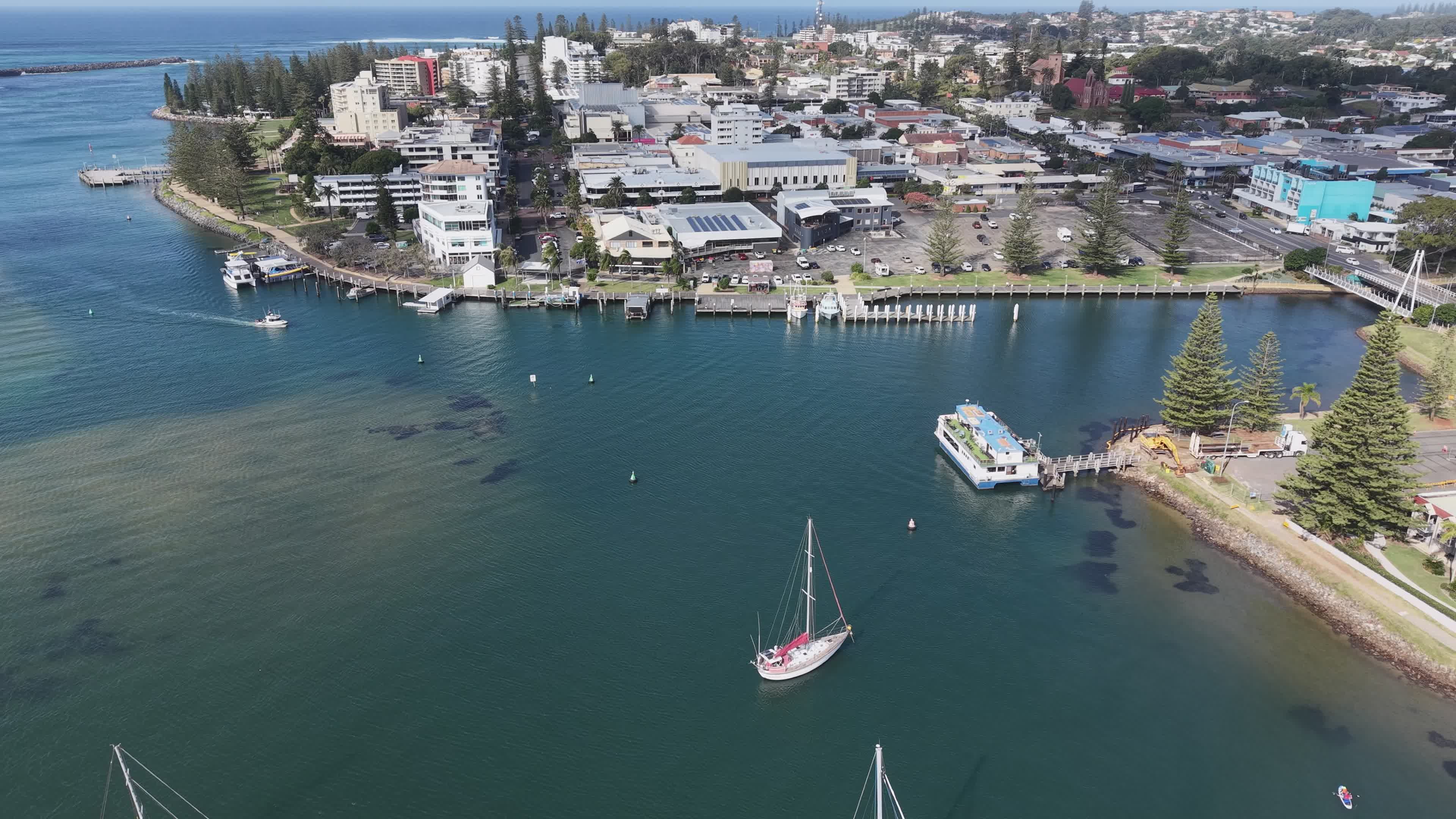 Aerial View of Coastal City Harbor Free Stock Video Footage, Royalty ...