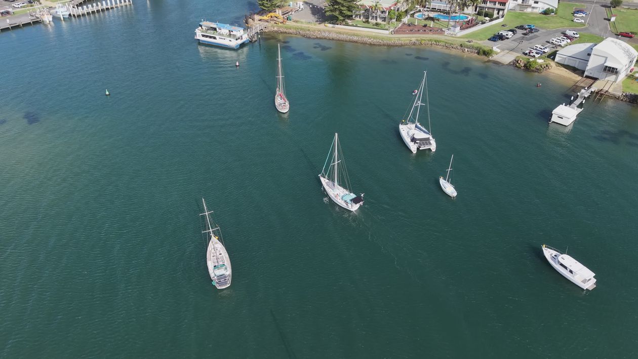 Aerial View of Sailboats in a Calm Harbor Free Stock Video Footage ...