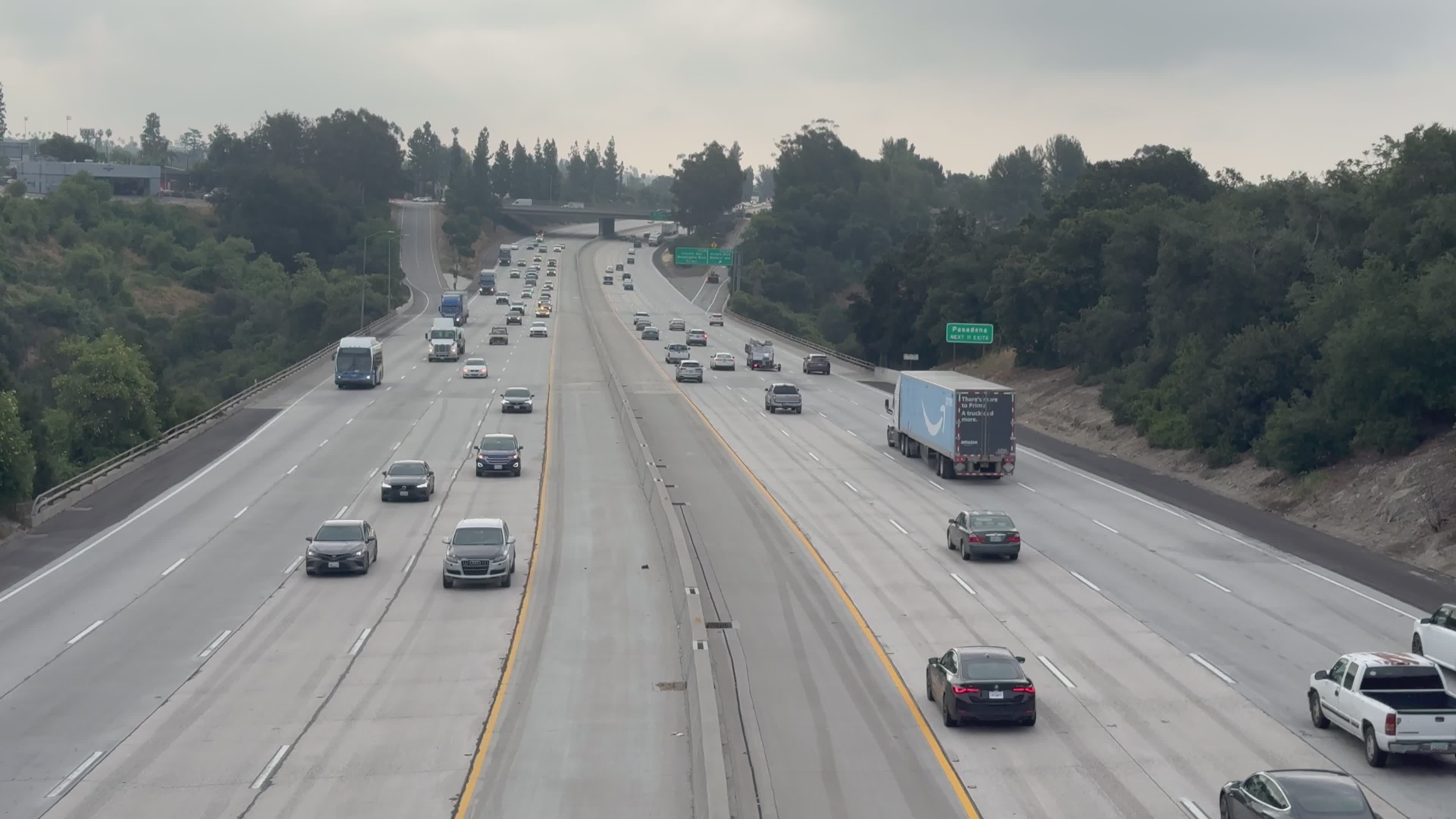 Busy California Highway with Rolling Traffic Free Stock Video Footage ...