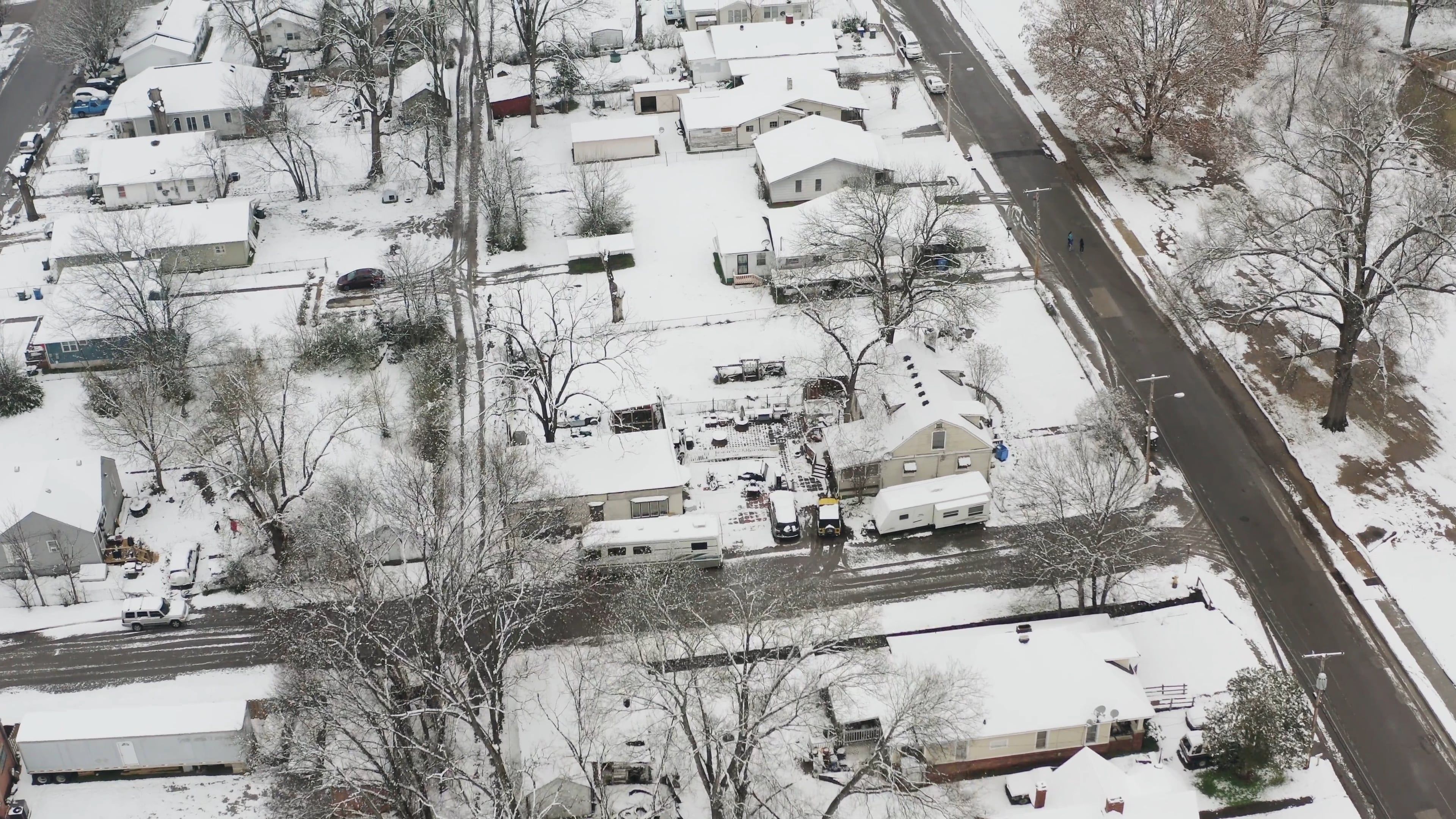 Drone Footage Of Snow Covered Houses Free Stock Video Footage, Royalty ...