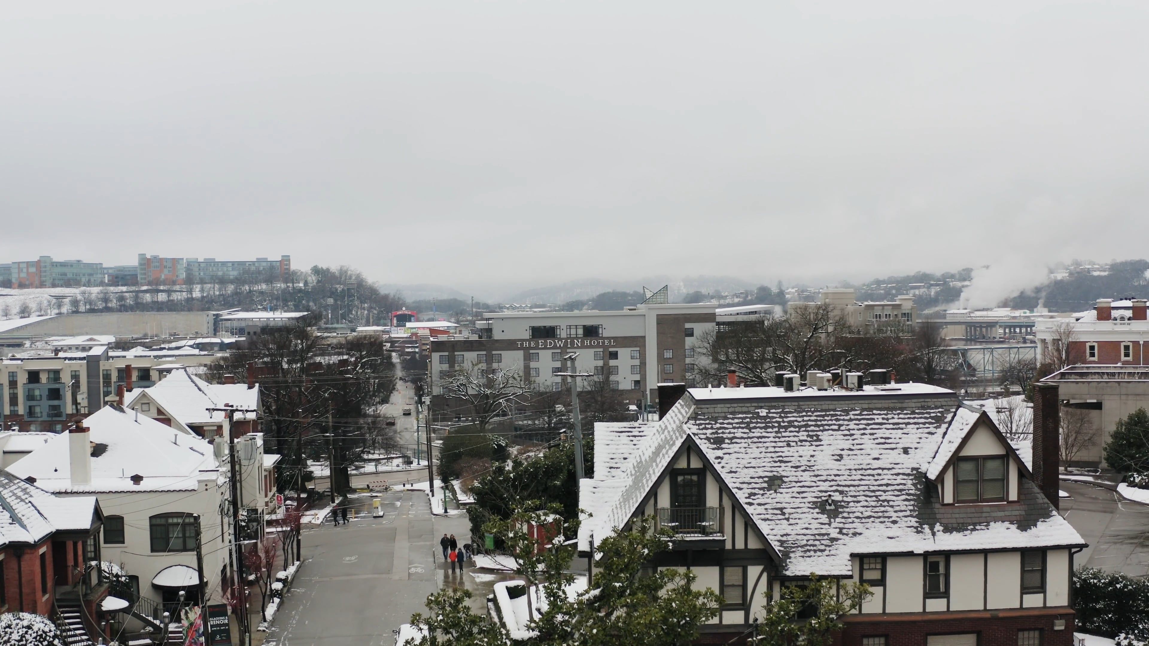 Drone Footage Of The City Covered With Snow Free Stock Video Footage ...