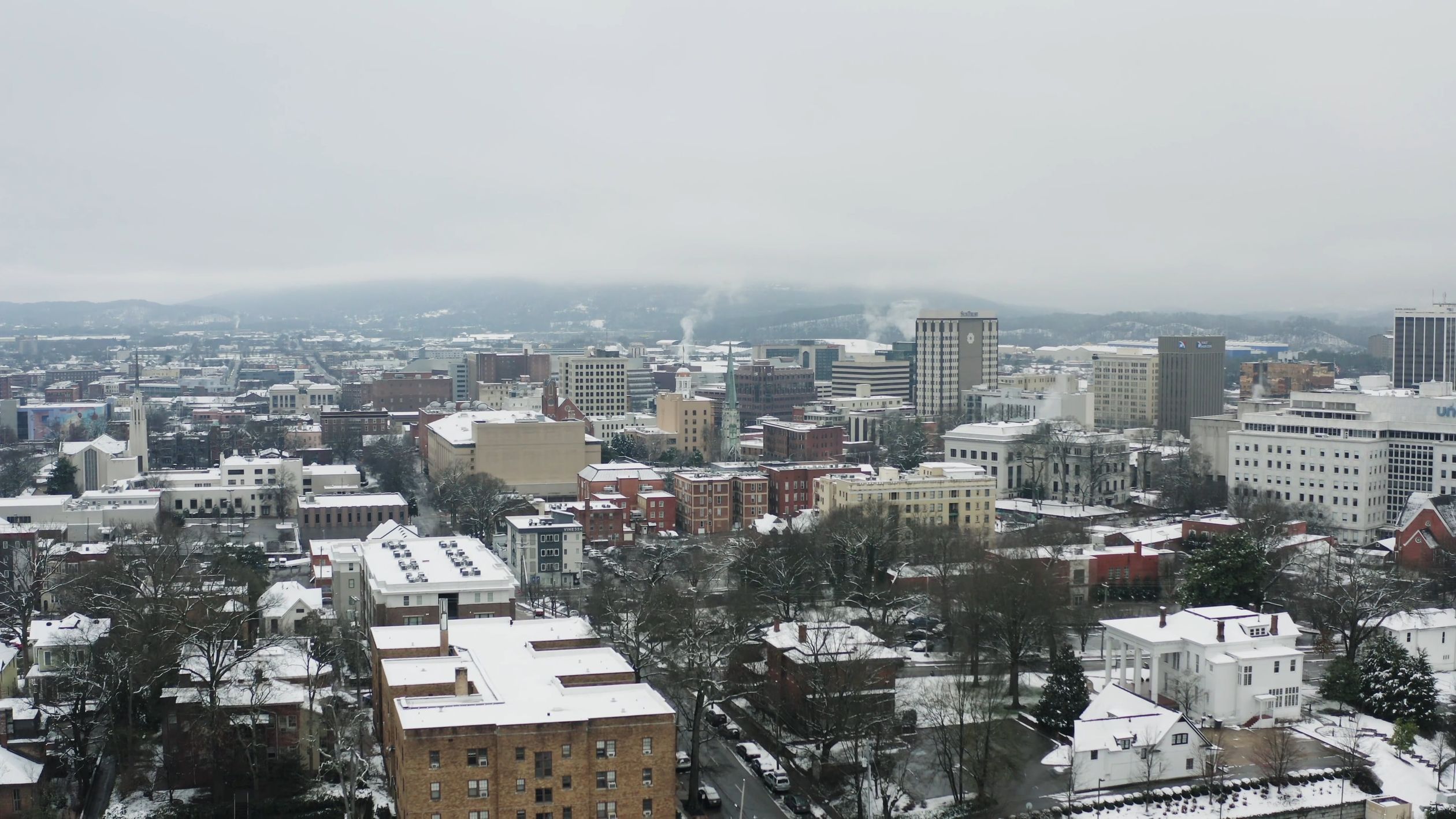 Aerial Footage Showing The City Covered With Snow Free Stock Video ...