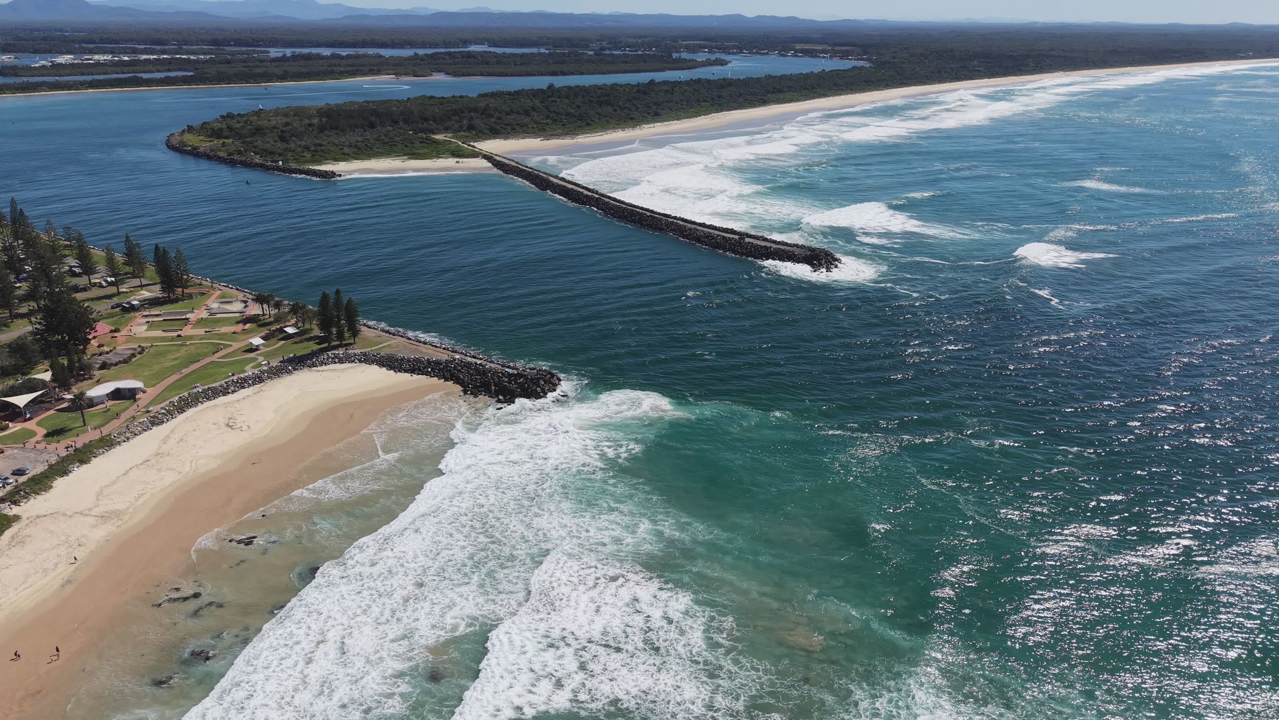 Scenic Aerial View of Coastal Beach and Jetty Free Stock Video Footage ...