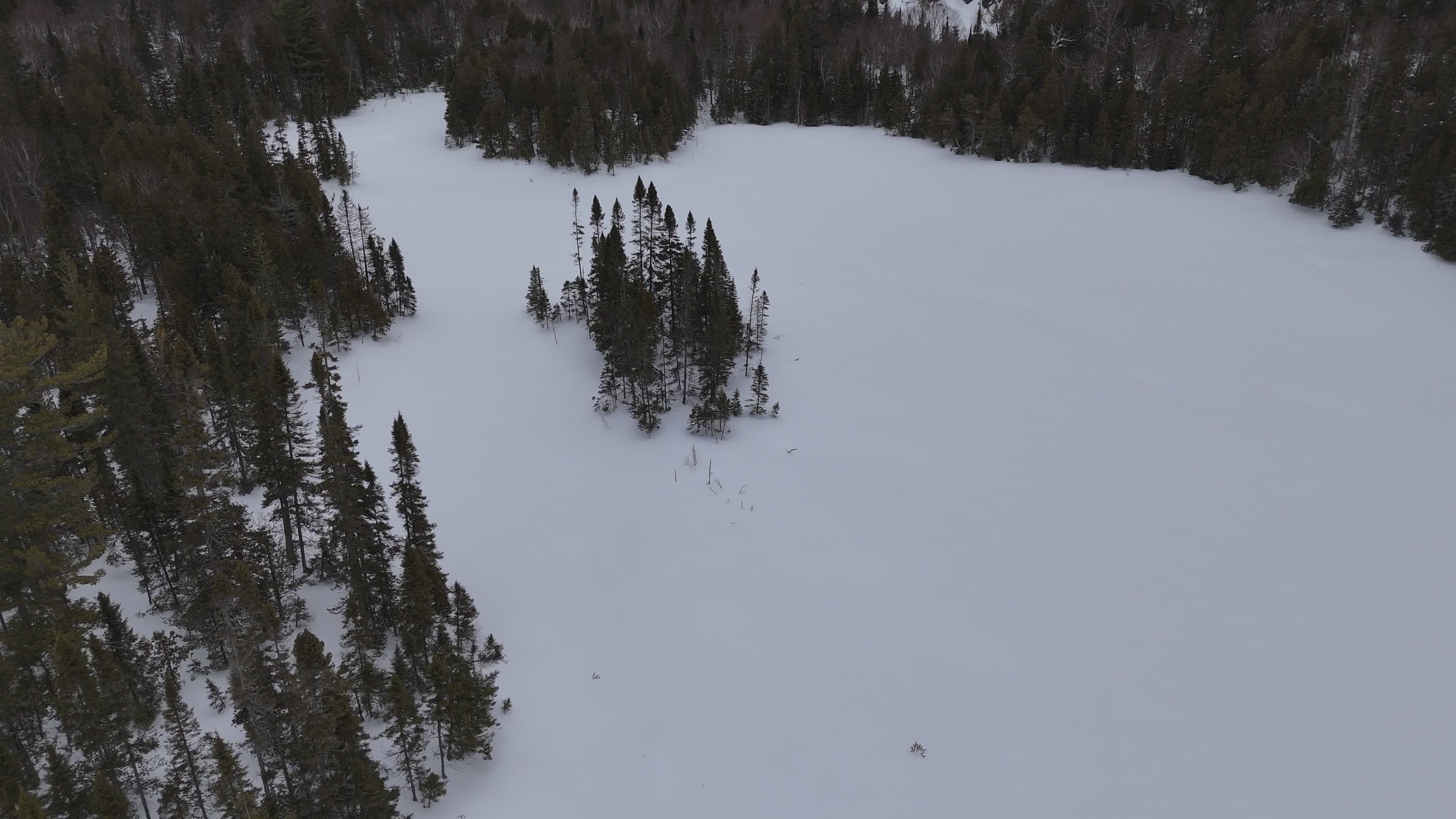 Aerial View of Frozen Winter Forest Lake Free Stock Video Footage ...