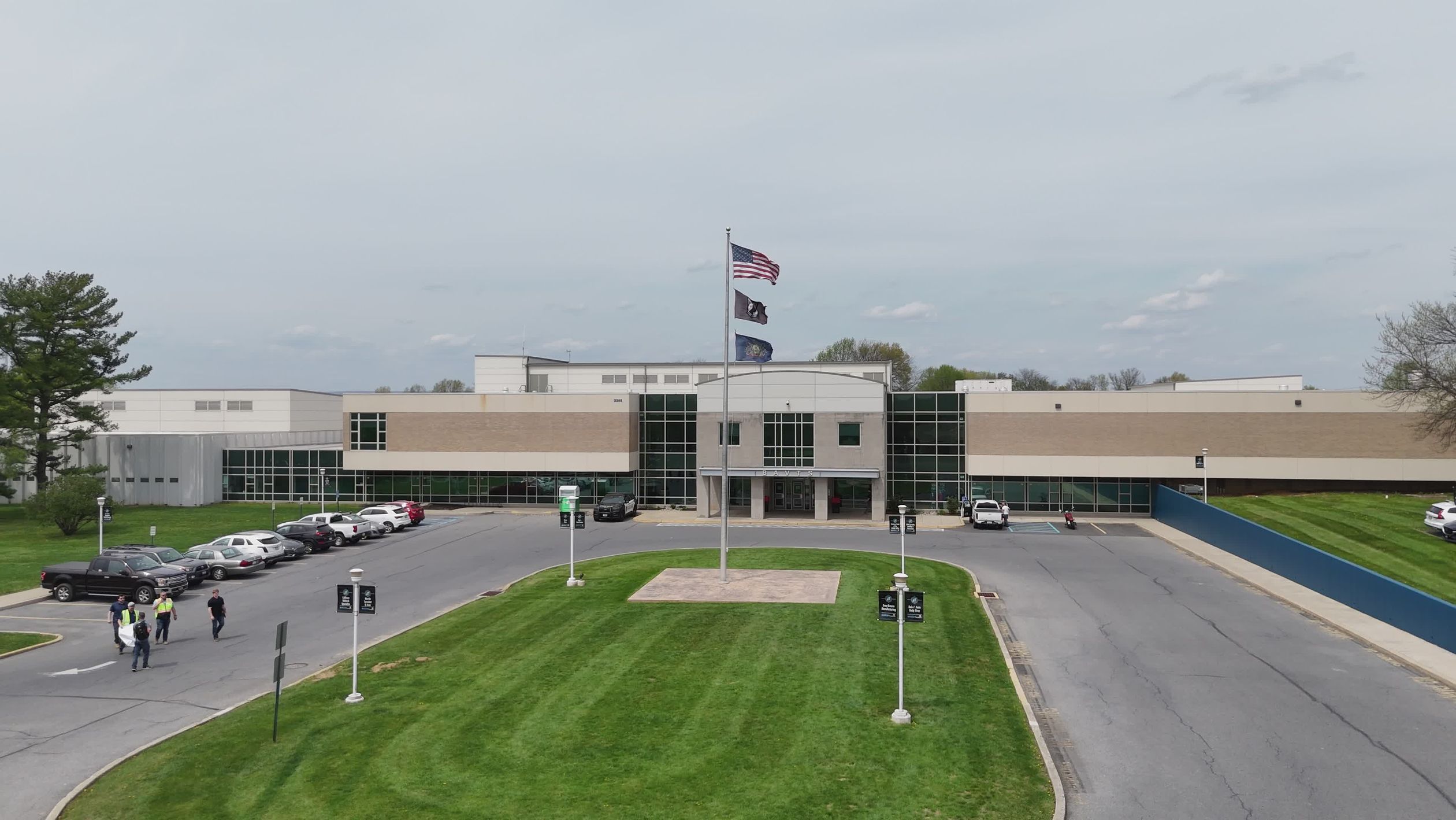 Aerial View of Modern Educational Facility Free Stock Video Footage ...