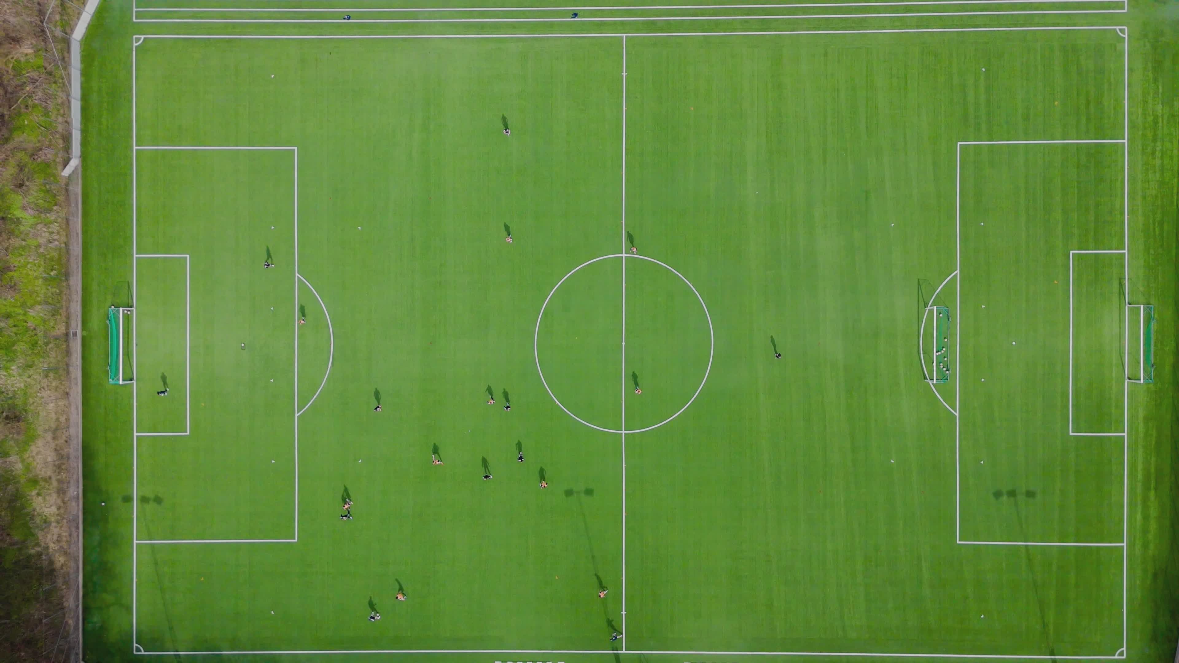 Aerial View of Soccer Match on Green Field Free Stock Video Footage ...