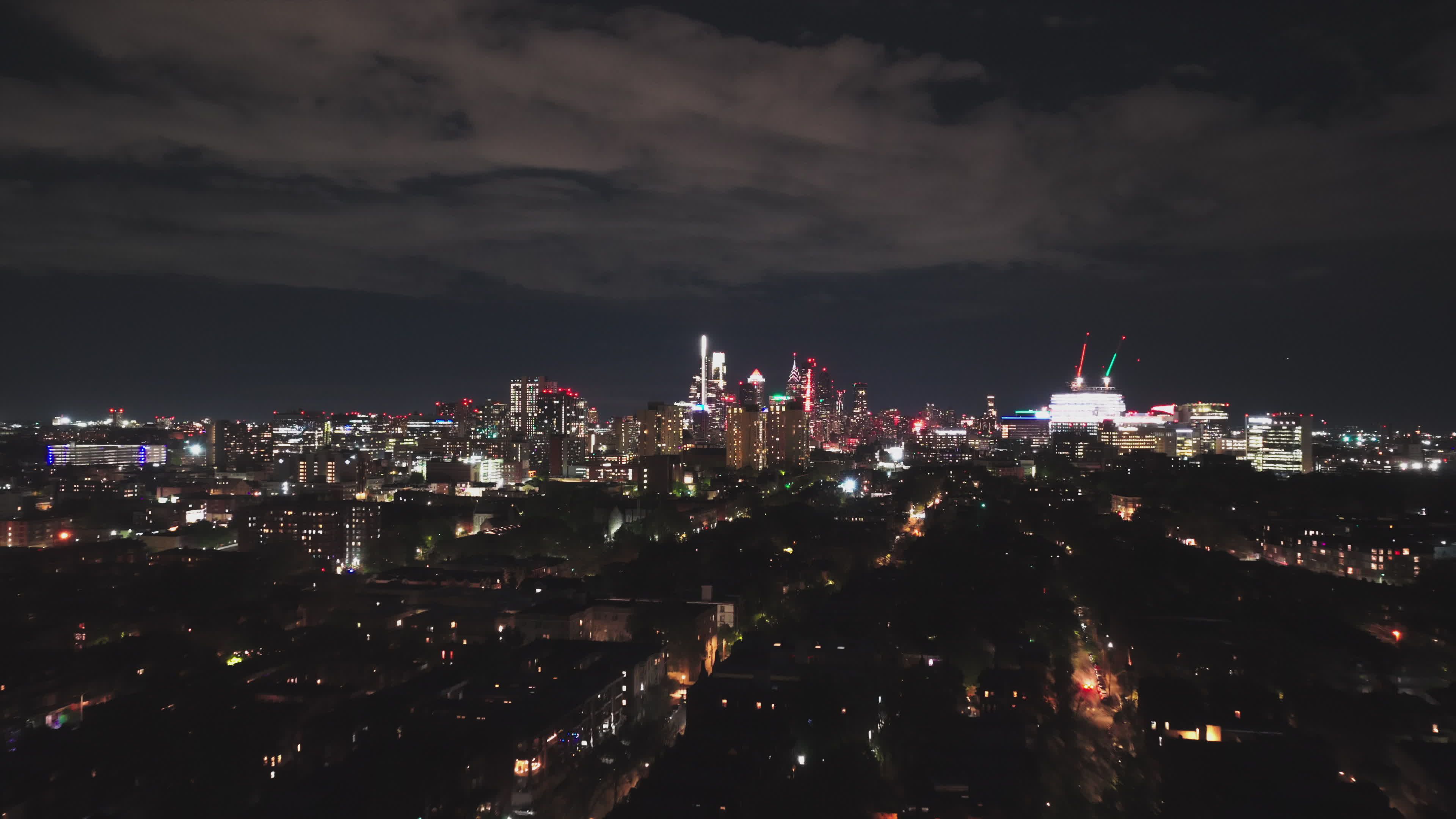 Stunning Aerial Night View of City Skyline Free Stock Video Footage ...