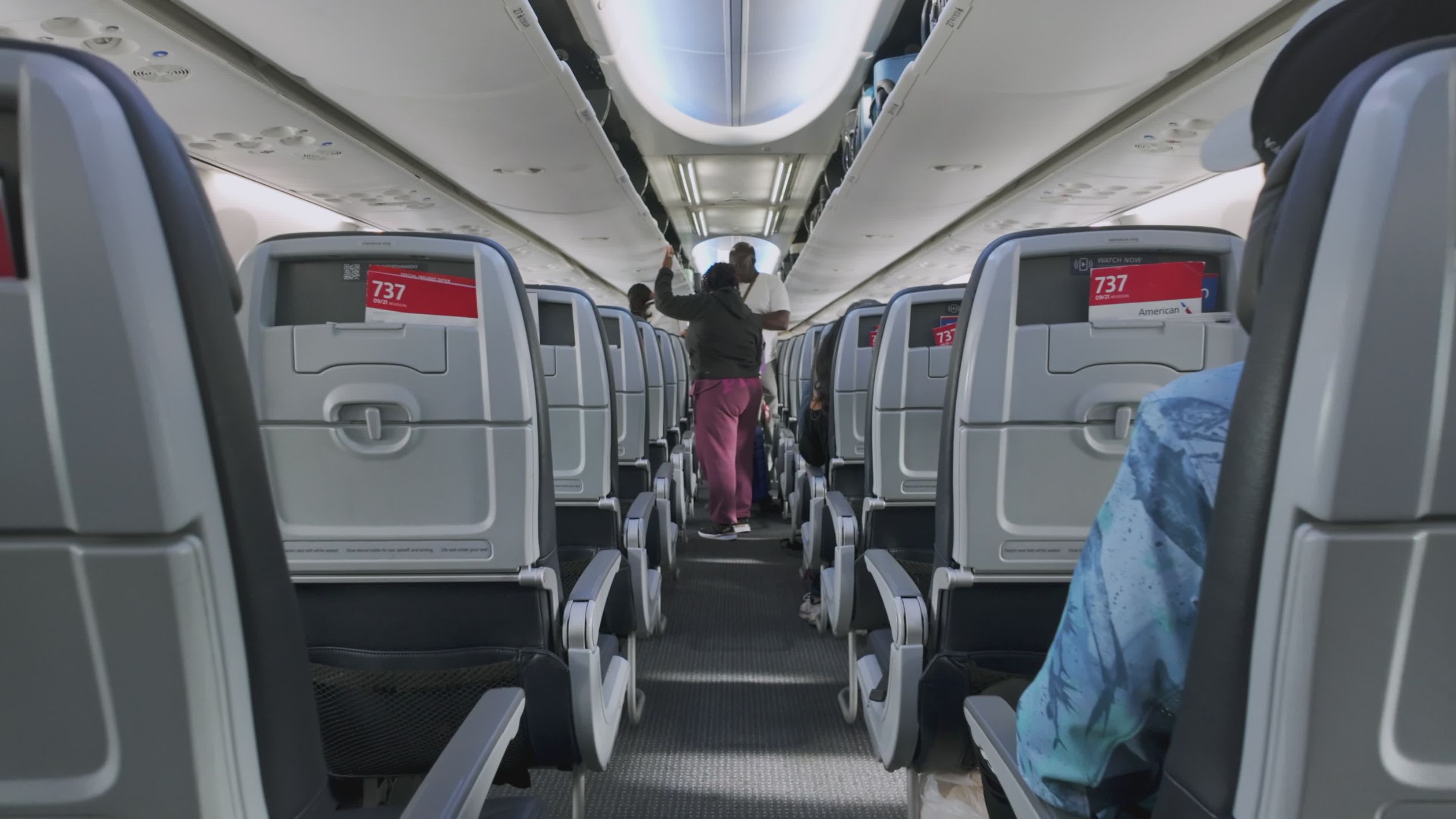 Passenger Boarding in Airplane Cabin Interior Free Stock Video Footage ...