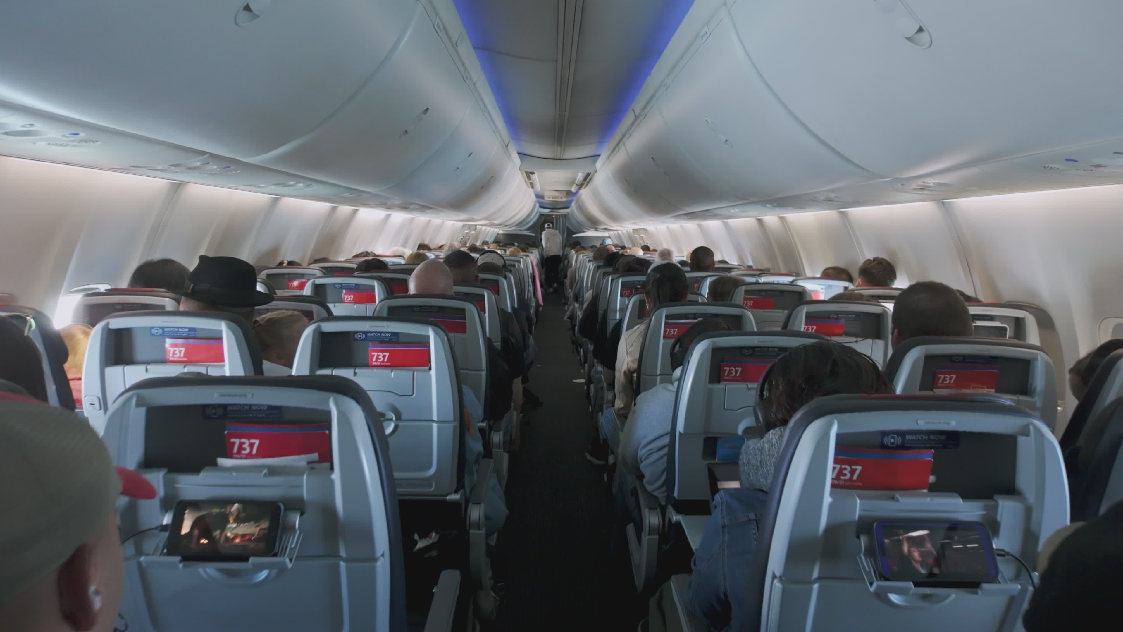 Passenger View Inside Commercial Airplane Cabin Free Stock Video ...