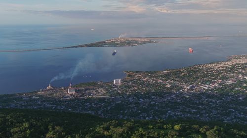 Aerial View of Coastal City and Harbor Free Stock Video Footage ...