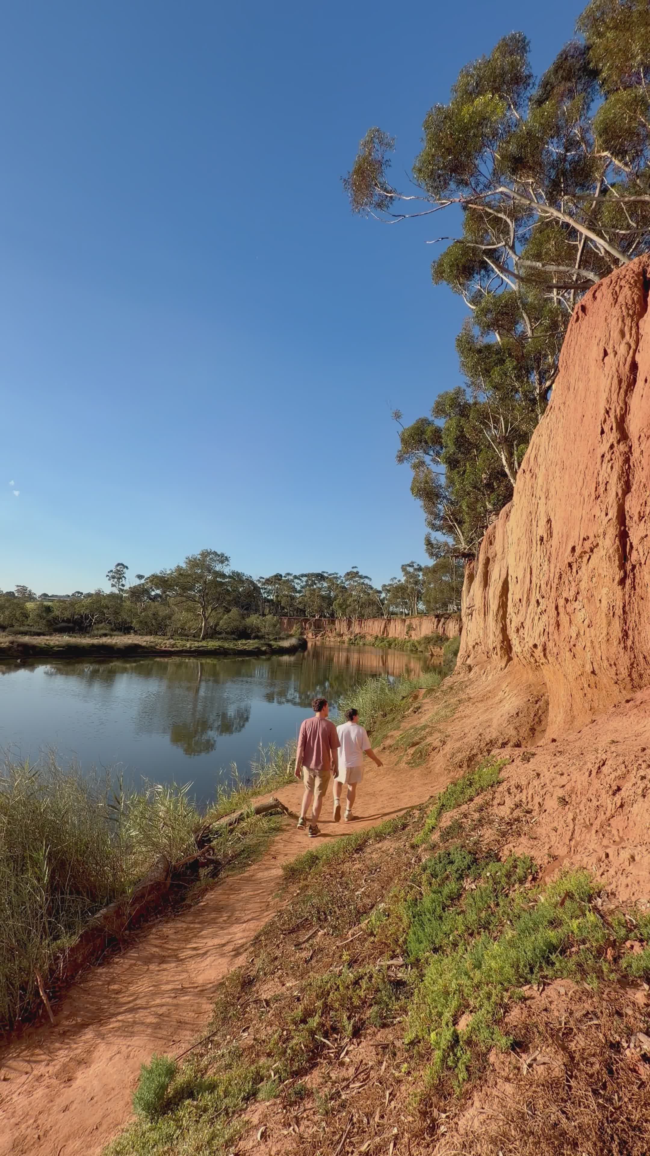 Scenic Riverside Walk by Red Cliffs Free Stock Video Footage, Royalty ...
