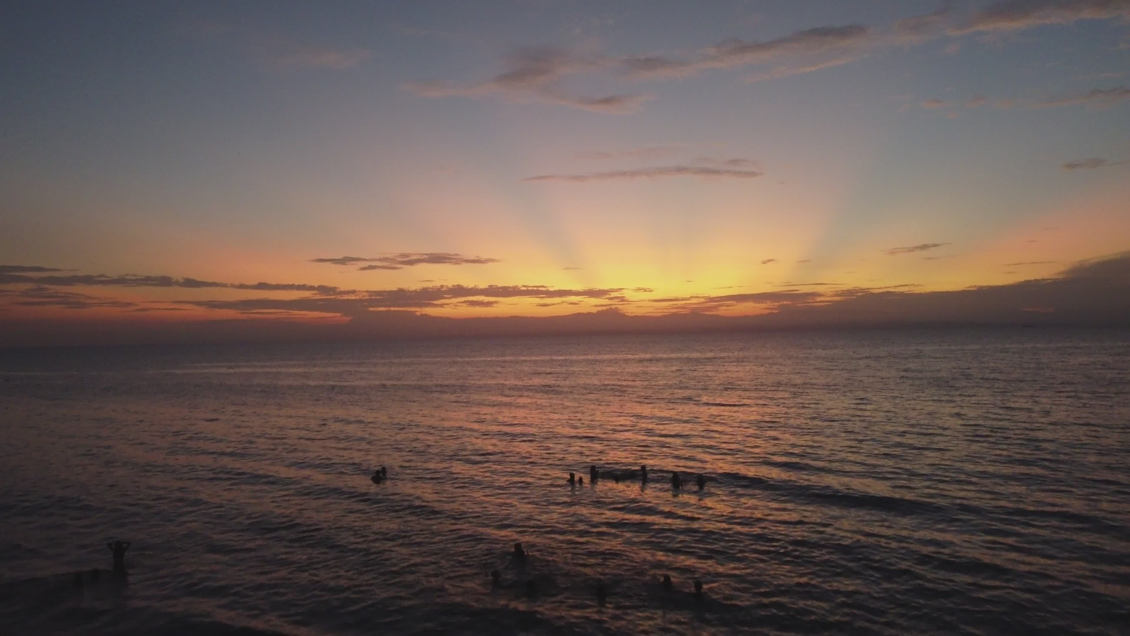 Serene Ocean Sunset with Swimmers Free Stock Video Footage, Royalty ...