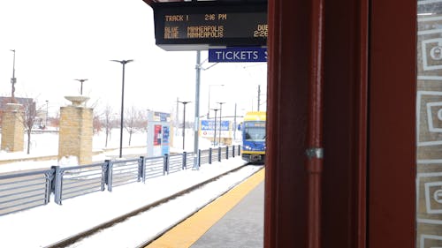 A Moving Train On A Railway Station