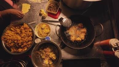 authentic street food cooking scene