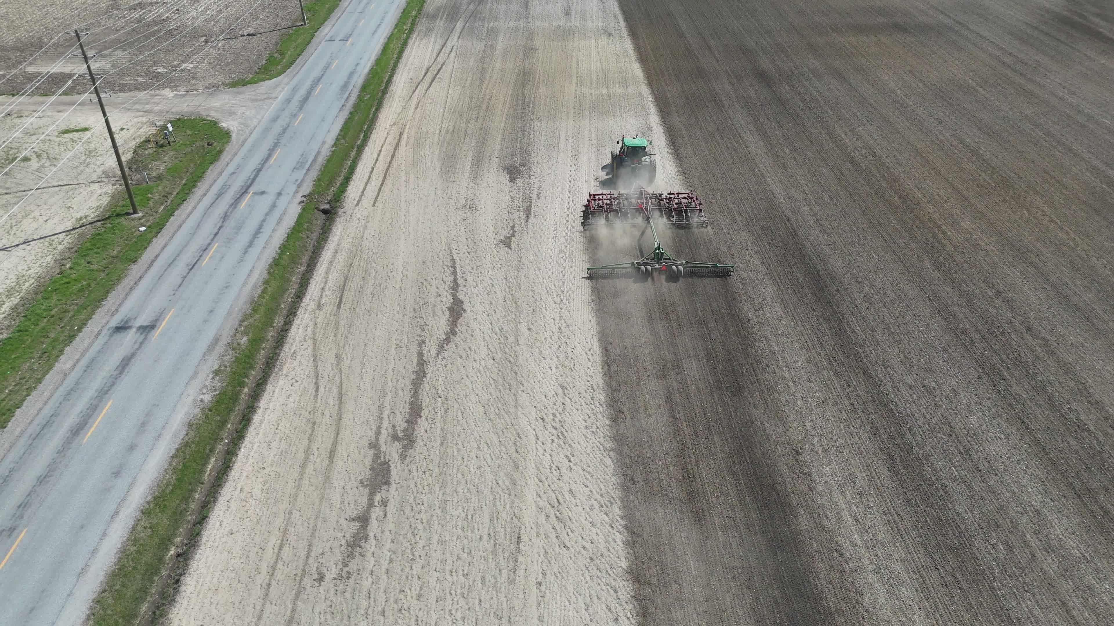 Aerial View of Tractor Preparing Farmland Free Stock Video Footage ...
