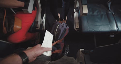 Footage Of A Man Entering On The Plane