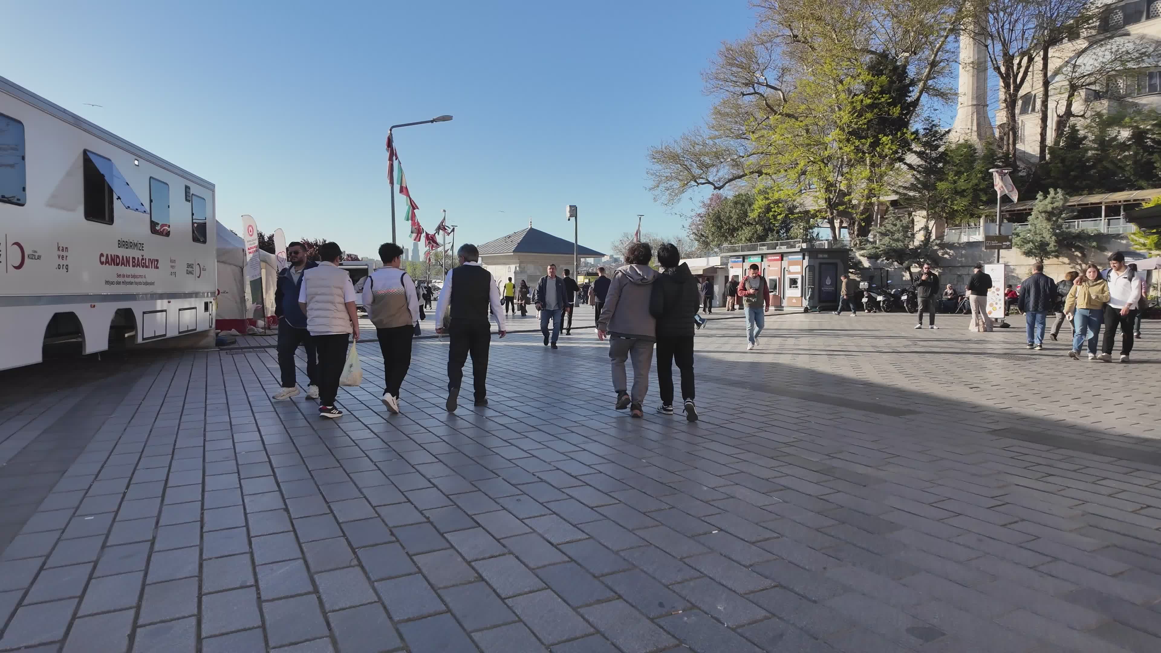 Vibrant Urban Square with Diverse Crowd Free Stock Video Footage ...