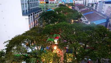 a whole block used for a street festival of food in malaysia