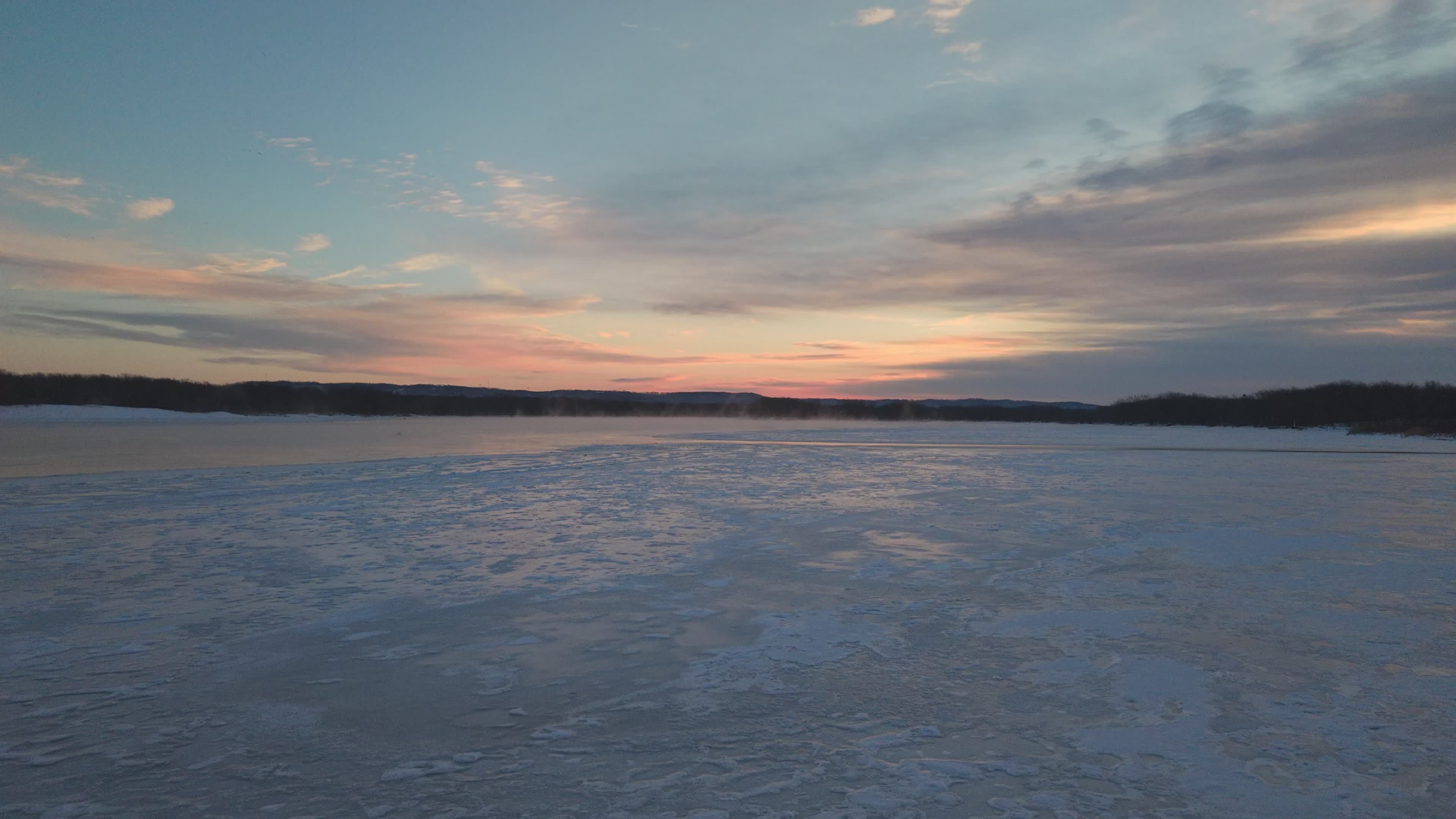 Scenic Sunset Over Frozen Winter Lake Free Stock Video Footage, Royalty ...