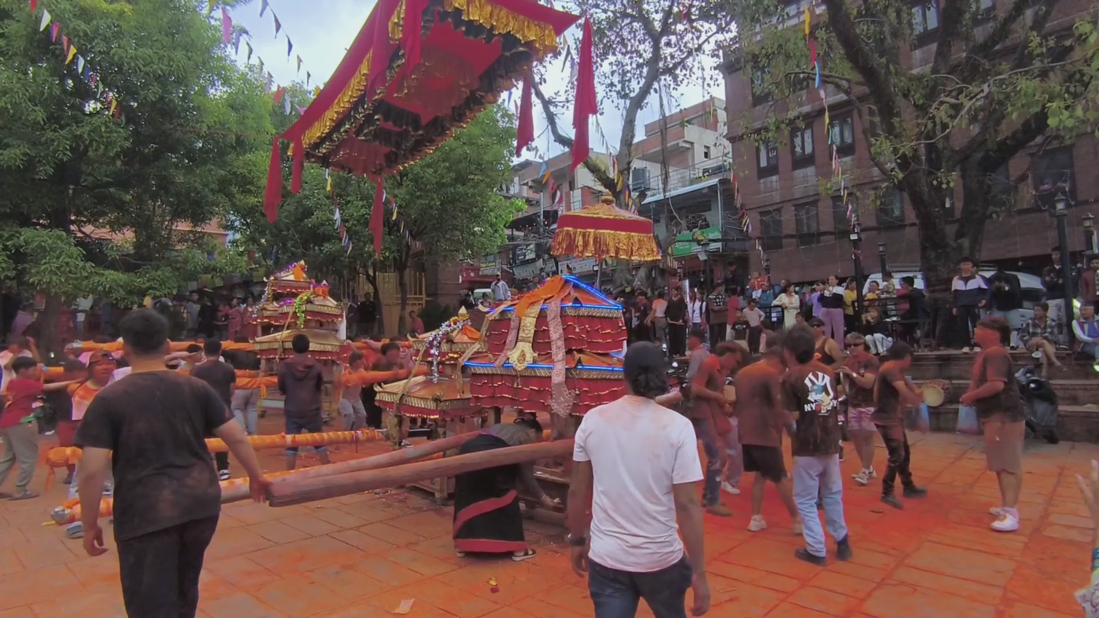 Vibrant Sindhur Jatra Festival Celebration in Nepal Free Stock Video ...