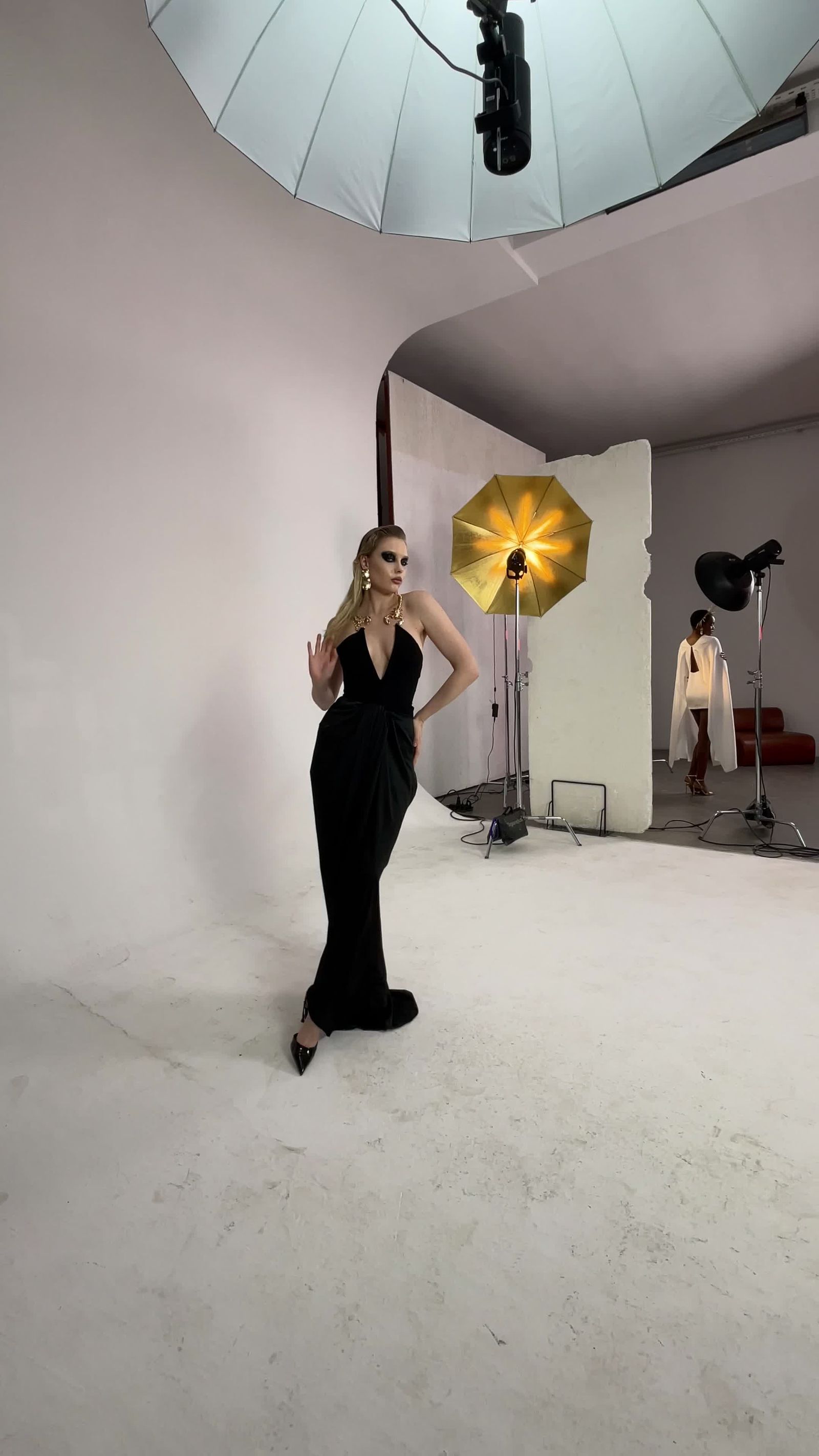 Elegant Model Posing in Fashion Studio Shoot Free Stock Video Footage ...