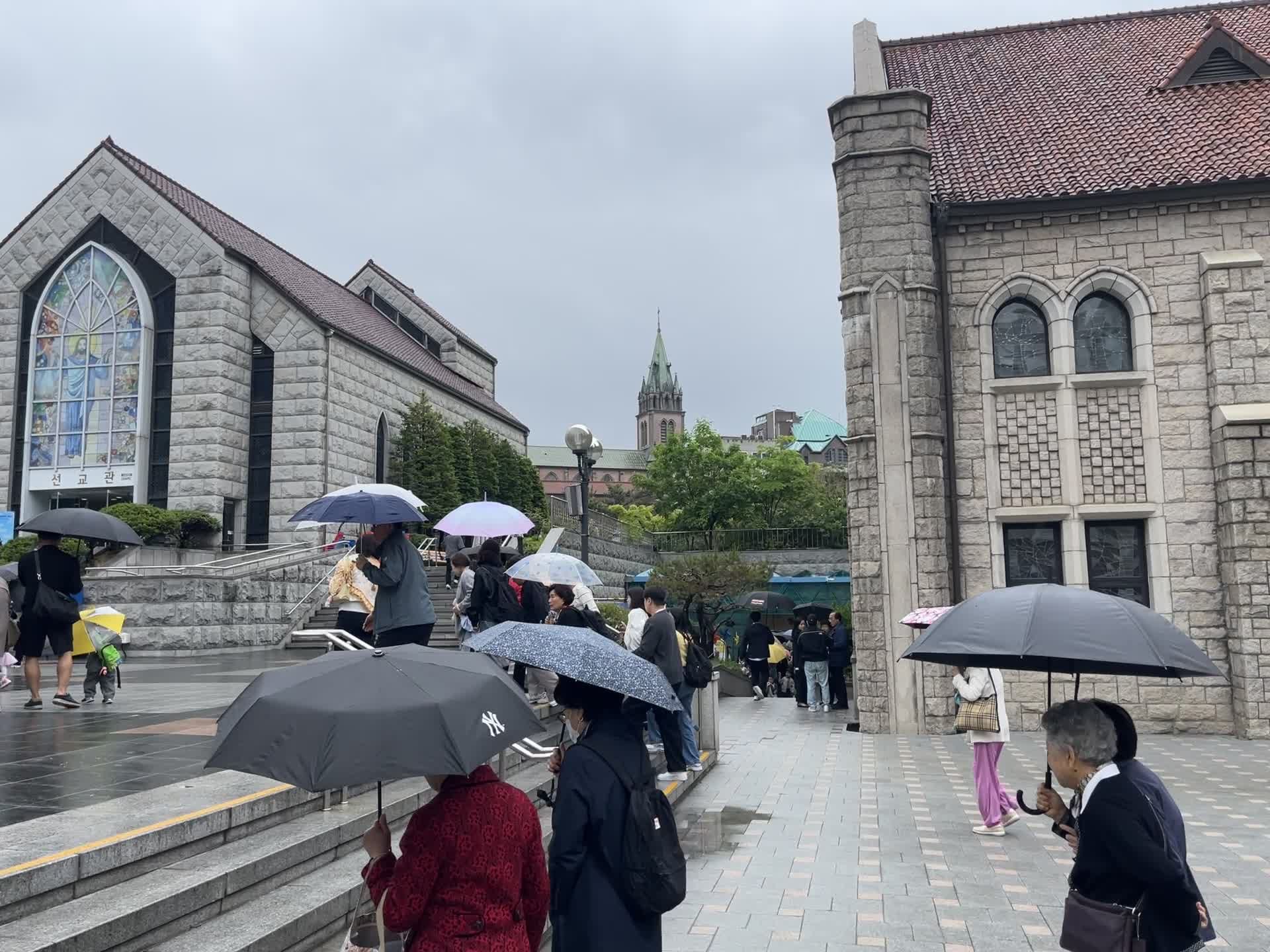 Rainy Day at a Historic Church Entrance Free Stock Video Footage ...