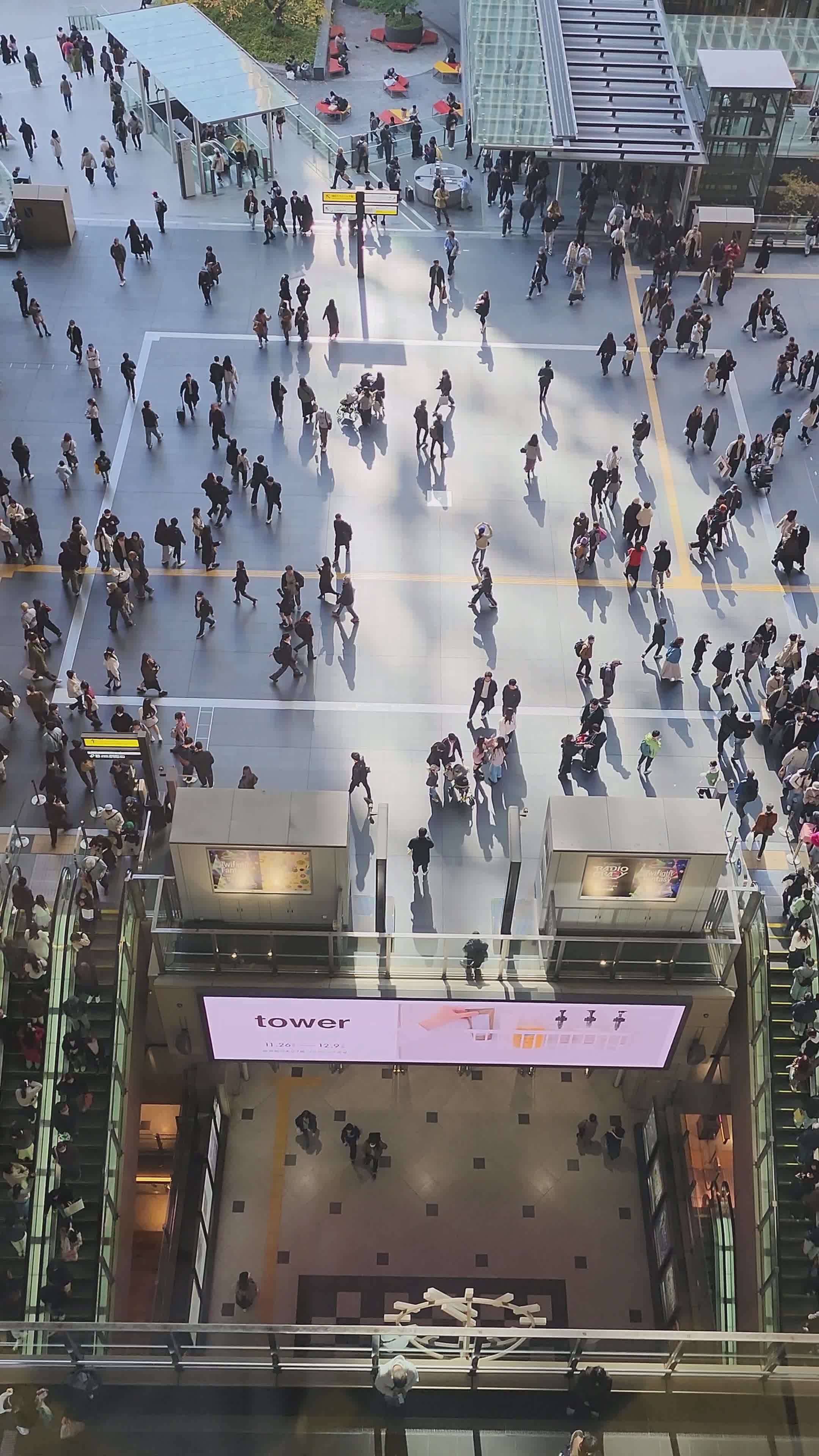 Aerial View of Busy Urban Square with Crowd Free Stock Video Footage ...