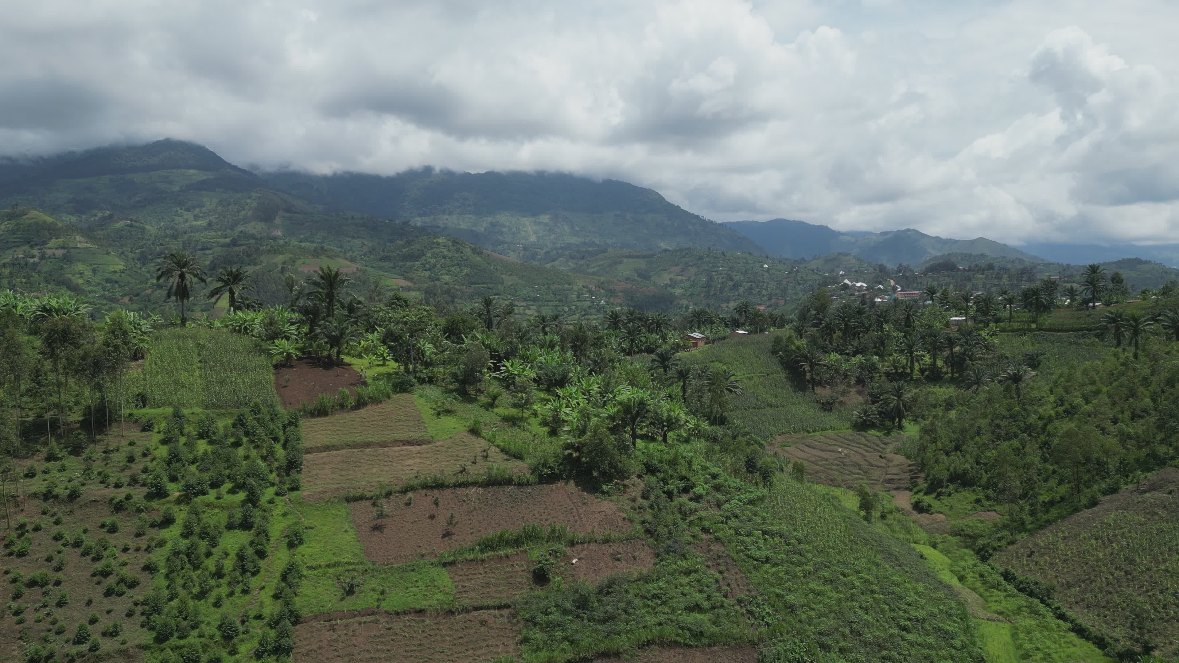 Aerial View of Lush Green Mountains and Farmland Free Stock Video ...