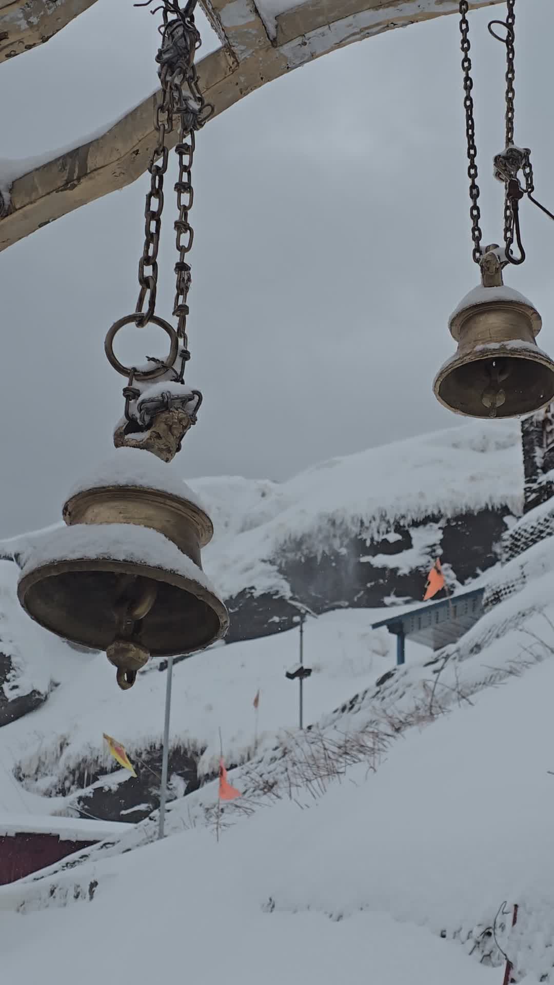 Snowy Mountain Temple Bells in Winter Free Stock Video Footage, Royalty ...