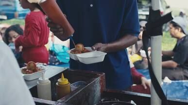 authentic indonesian street food vendor scene