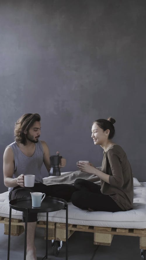 Footage Of The Couple Drinking Coffee Together
