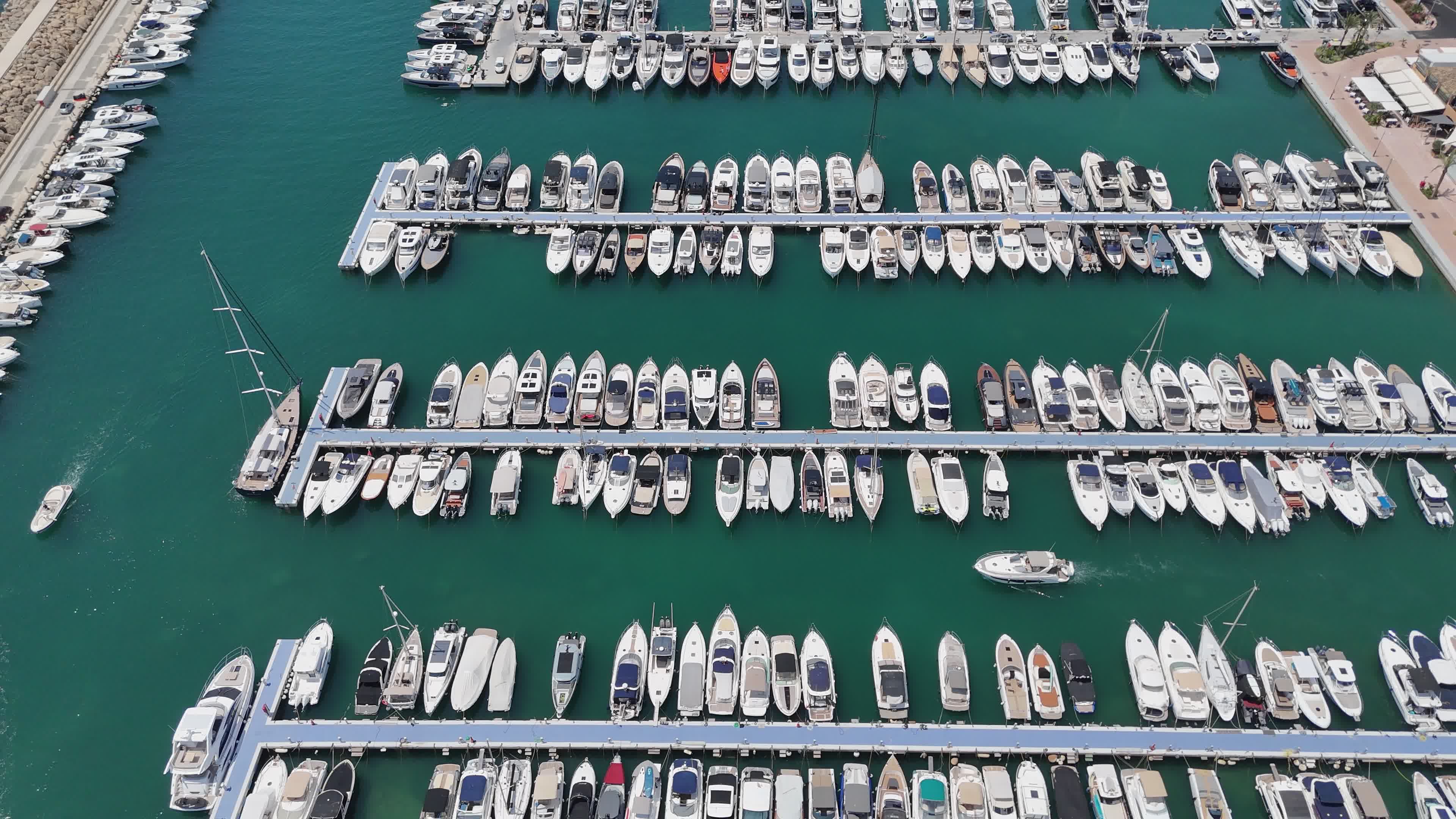 Aerial View of Busy Marina with Boats Docked Free Stock Video Footage ...