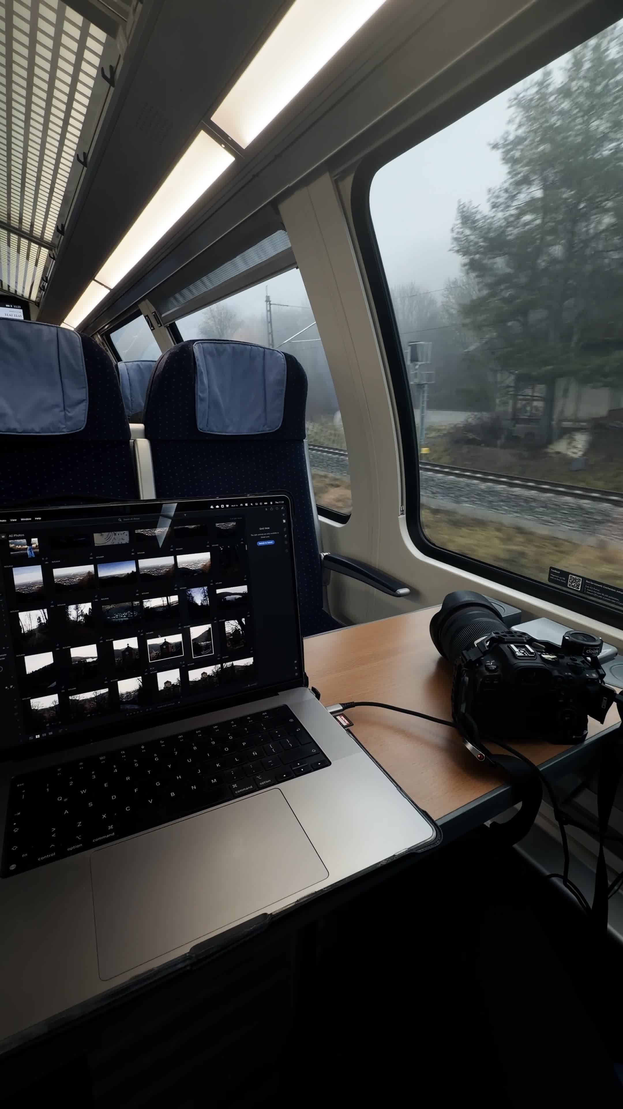 Scenic Train Journey with Camera and Laptop Free Stock Video Footage ...