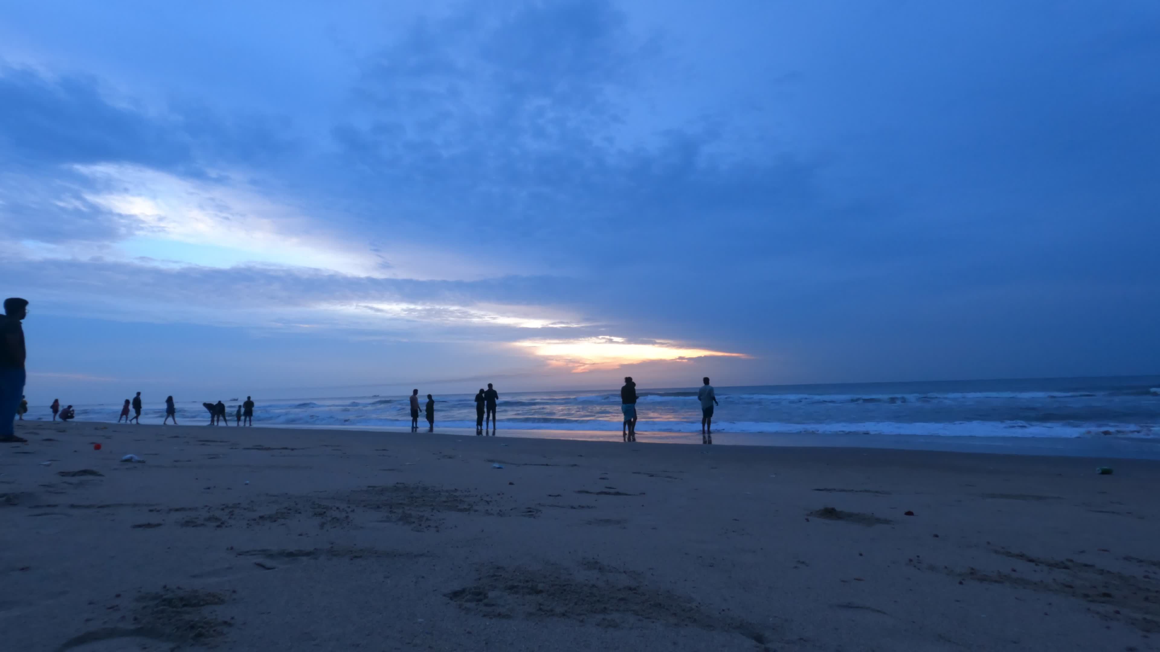 Serene Beach Sunset with People Silhouettes Free Stock Video Footage ...