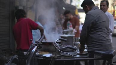 vibrant indian street food scene with locals