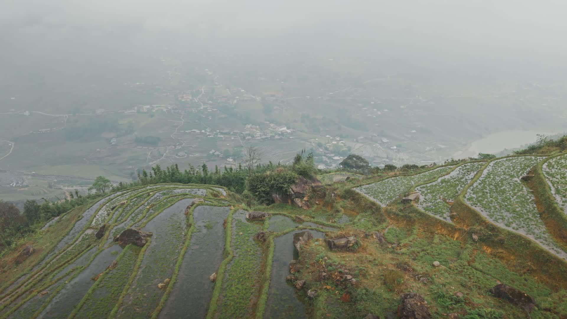 Misty Rice Terraces in Rural Vietnam Free Stock Video Footage, Royalty ...