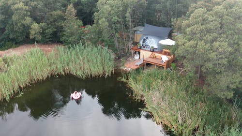 A House by a Pond Surrounded by Trees