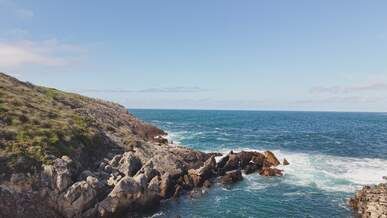 aerial view of rocky seascape